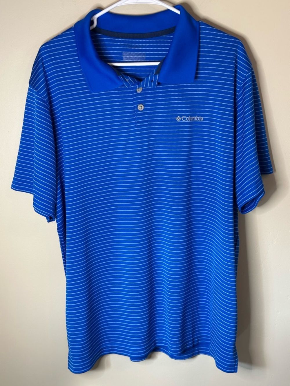 Columbia Royal Blue XXL Striped Polo - 27” P2P 30” Length